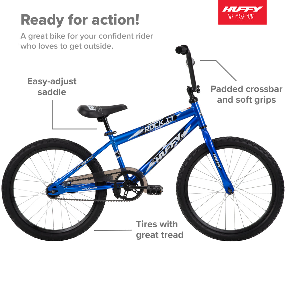 Huffy 20 in. Rock It Kids Bike for Boys Ages 5 and up, Child, Royal Blue