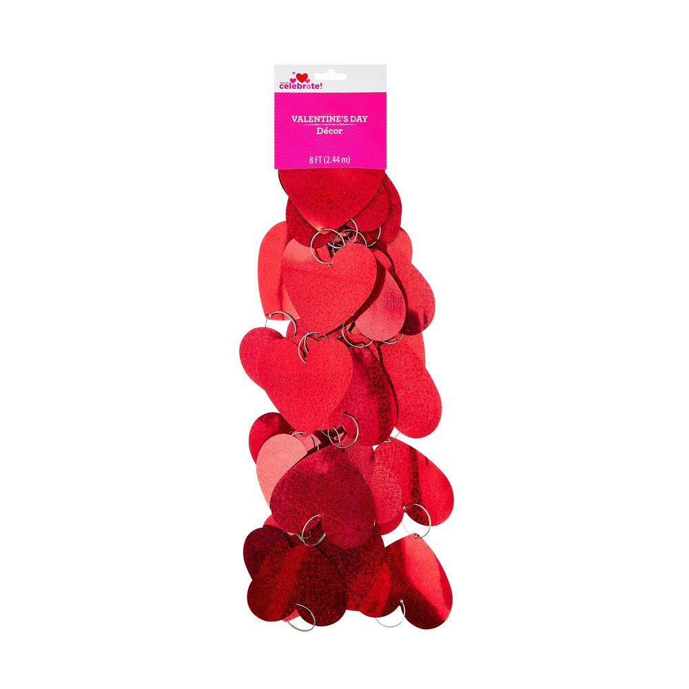 Valentine's Day Red Heart Chain Garland, 8', by Way To Celebrate