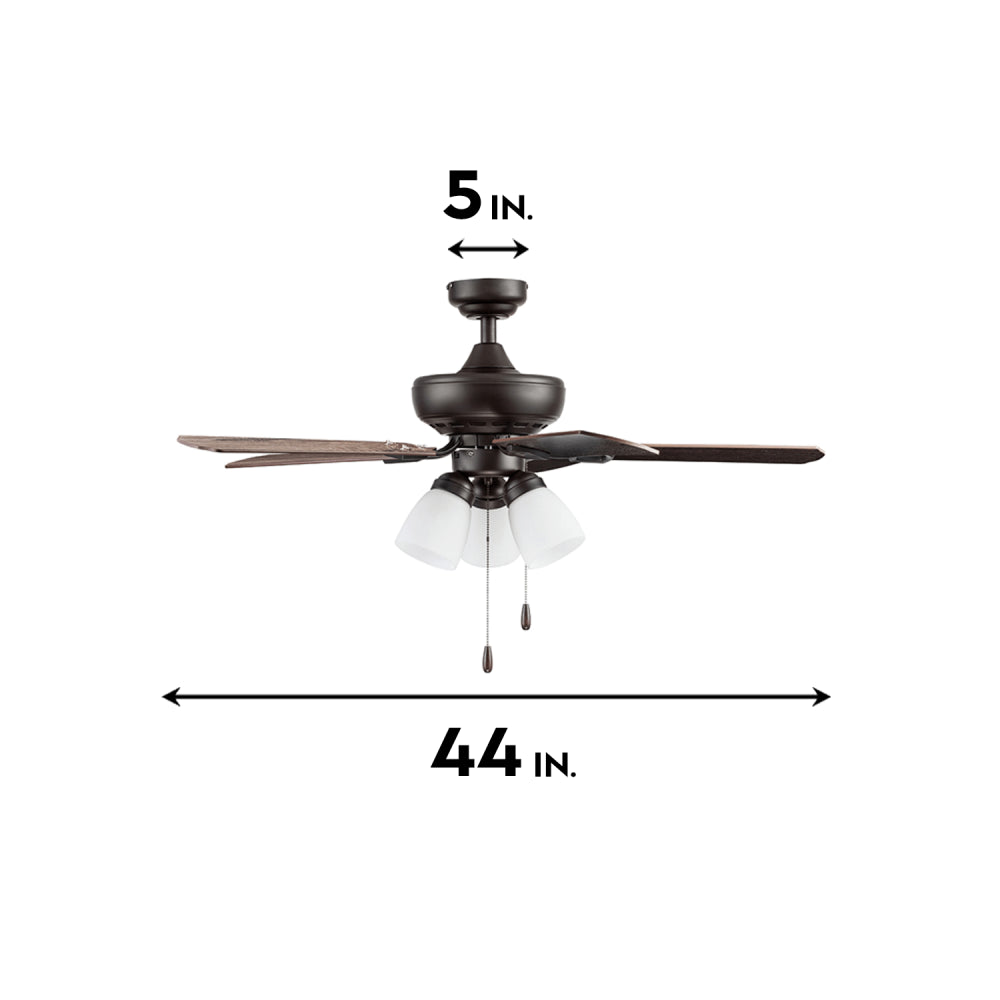 Prominence Home Miller Park 44" Bronze LED Ceiling Fan with 5 Blades, Pull Chains & Reverse Airflow