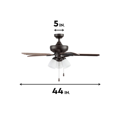 Prominence Home Miller Park 44" Bronze LED Ceiling Fan with 5 Blades, Pull Chains & Reverse Airflow