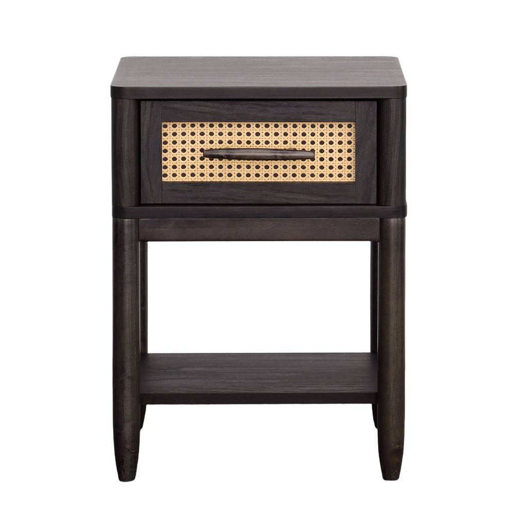 Better Homes & Gardens Springwood Caning Night Stand, Charcoal Finish