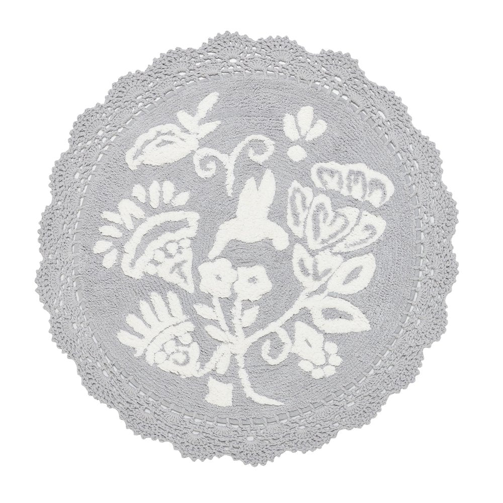  Floral Crochet round Cotton Bath Rug, Mint, 24" X 24"