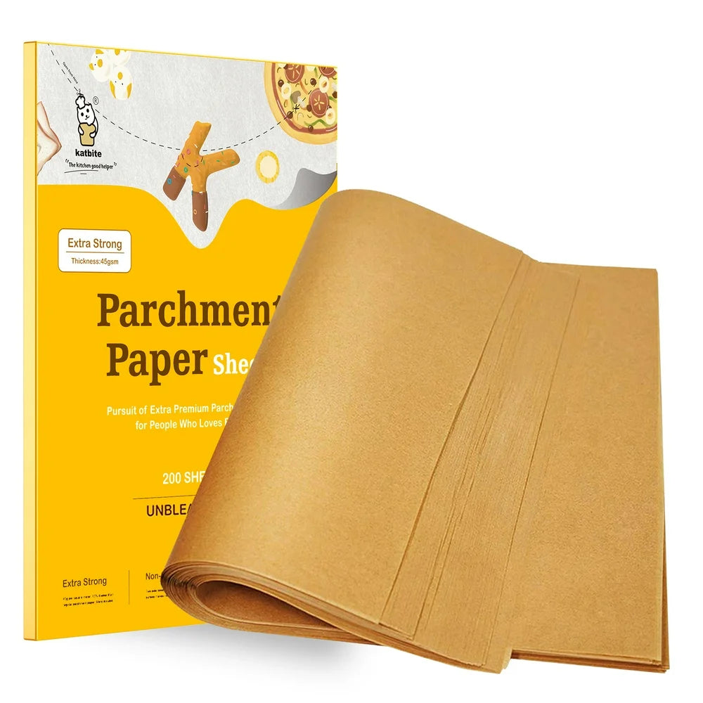 Katbite Heavy Duty Unbleached Parchment Paper for Baking, 12x16 inch, 200 Pcs