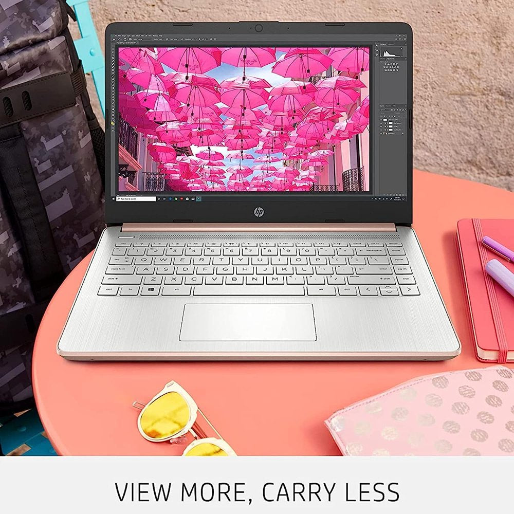 HP Laptop, 14" Ultral Light Laptop for Students and Business, Intel Celeron Quad-Core N4120, 8GB RAM, 64GB eMMC+256GB Micro SD, Wi-Fi, Bluetooth, Webcam, Windows 11 Home in S Mode, Pink