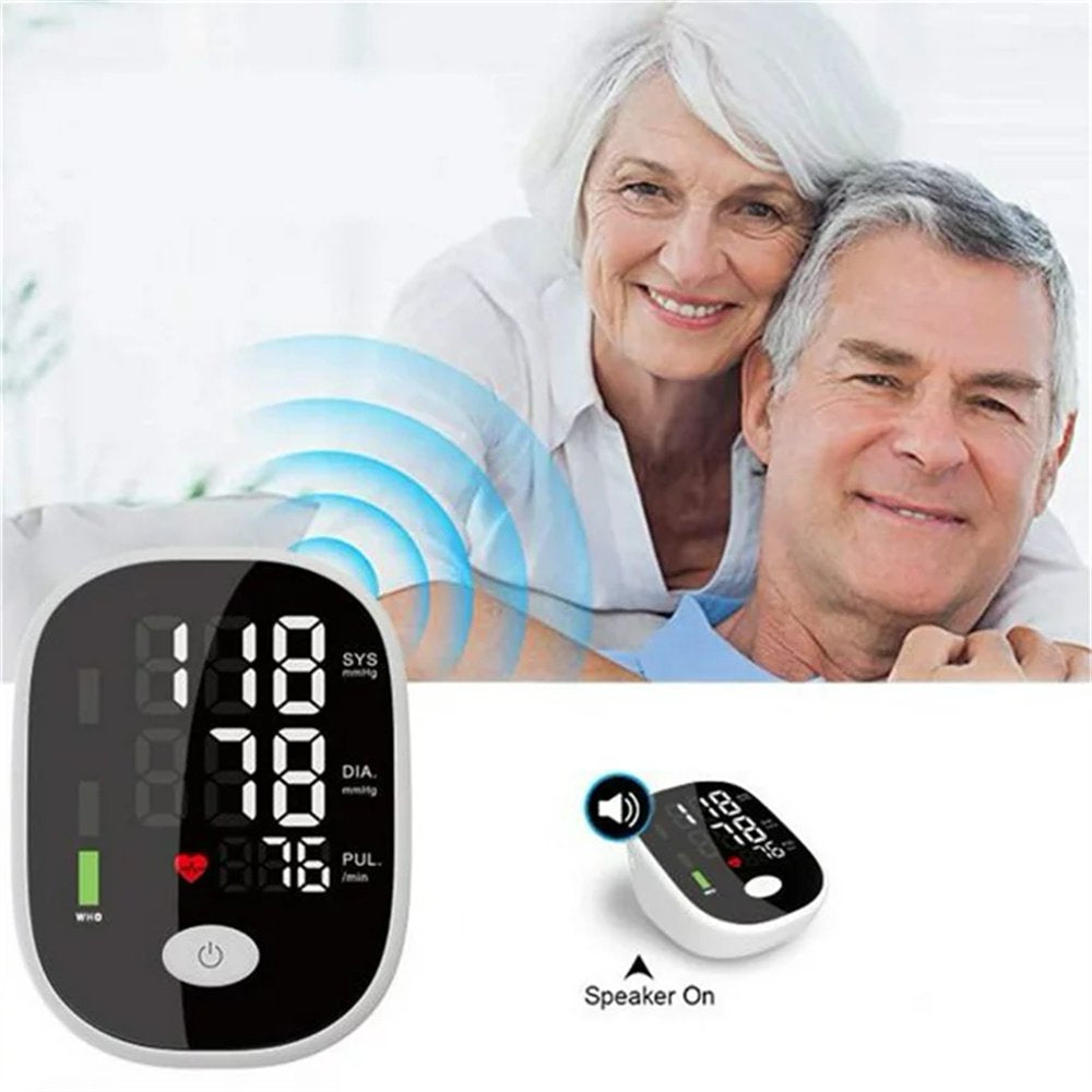 Blood Pressure Monitor, Automatic Upper Arm Blood Pressure Monitor, Accurate BP Machine with Large LCD Display & Voice Broadcast, Batteries Hypertension Detector