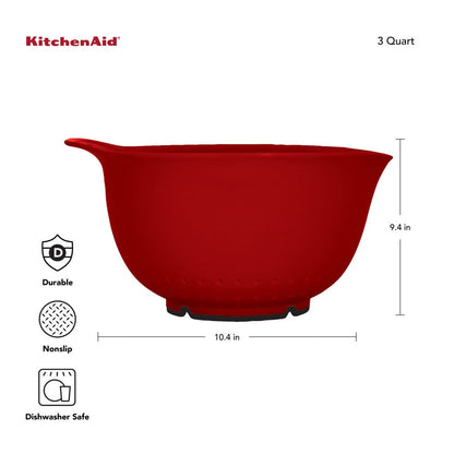 KitchenAid 21PC Plastic with Non-Skid Bottom Mixing Bowl and Measuring Set Red