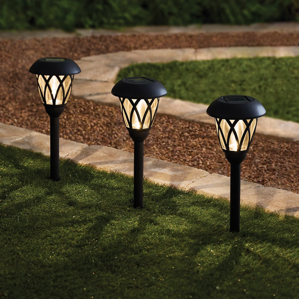 Mainstays Solar Powered Black Lattice LED Landscape Pathway Light with Glass Lens, 8 Lumens