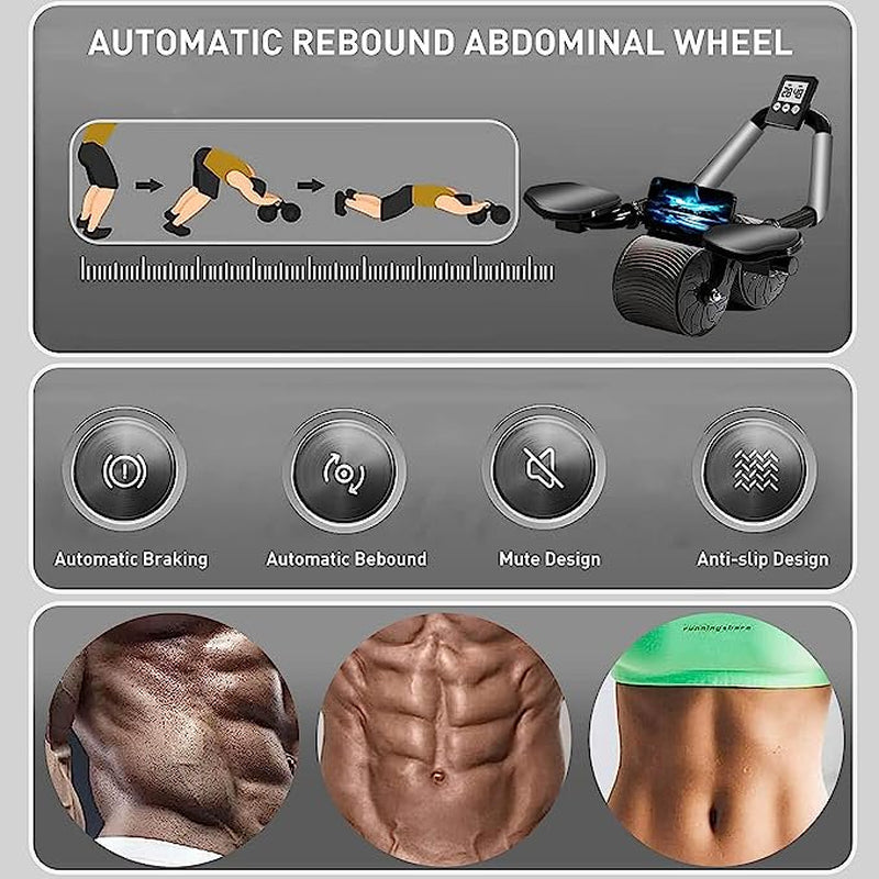 2023 New with Automatic Rebound Ab Abdominal Exercise Roller with Elbow Support and Timer, abs roller wheel core exercise equipment,Perfect Core Exercise Equipment for Home Workouts