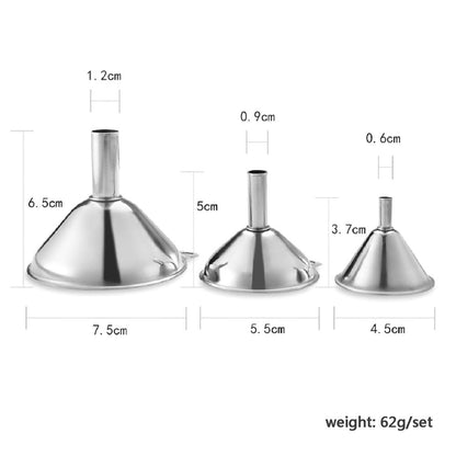 Aoliandatong 3 Pack Metal Stainless Steel Funnel, Large Small Funnel Set of 3,Food Grade Mini Funnels for Kitchen Use Filling Bottles Flask Cooking