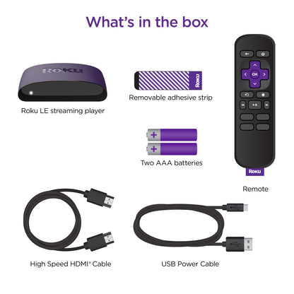 Roku LE HD Streaming Media Player Wi-Fi® Enabled with High Speed HDMI ® Cable and Simple Remote