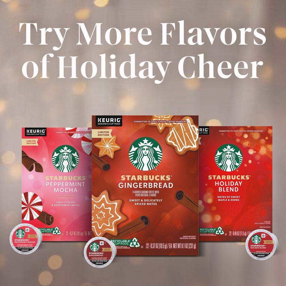 (4 pack) Starbucks K-Cup Coffee Pods, Peppermint Mocha Naturally Flavored Coffee, 1 Box (22 Pods)