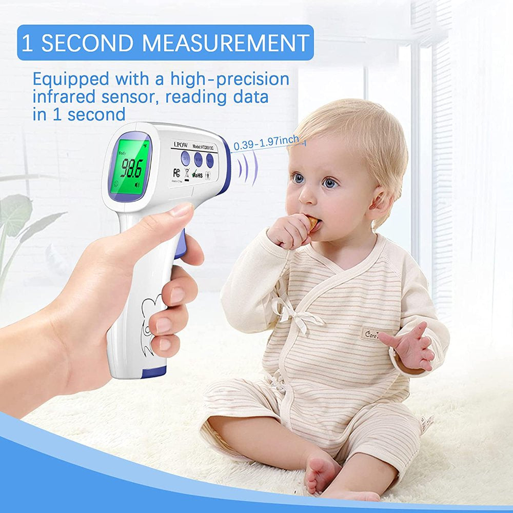 LPOW Infrared Digital Body Thermometer, 3 Colors Backlight, 50 Memories Recall,  All Ages