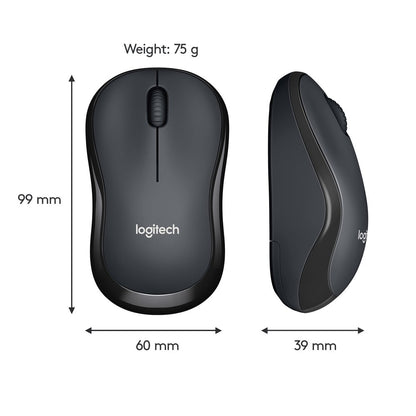 Logitech Silent Wireless Mouse, 2.4 GHz with USB Receiver, 1000 DPI Optical Tracking, Black