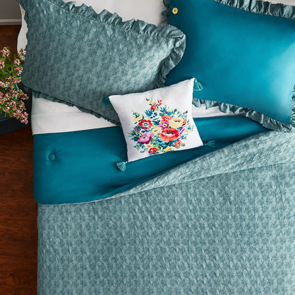 The Pioneer Woman White Cotton Eyelet 4-Piece Comforter Set, Full / Queen
