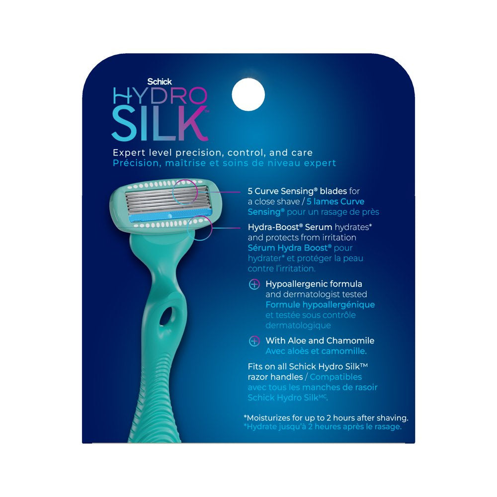 Schick Hydro Silk 5-Blade Sensitive Care Women's Razor Refills, 4 Ct, Hydrates & Protects From From Irritation, Hypoallergenic Formula