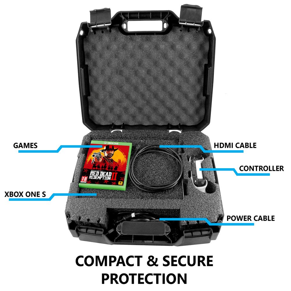 Video Game Console Case Fits Xbox One S, Controller, Xbox Games and Accessories - Hard Case Only