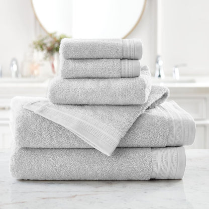 Hotel Style 6-Piece Egyptian Cotton Bath Towel Set, Platinum Silver