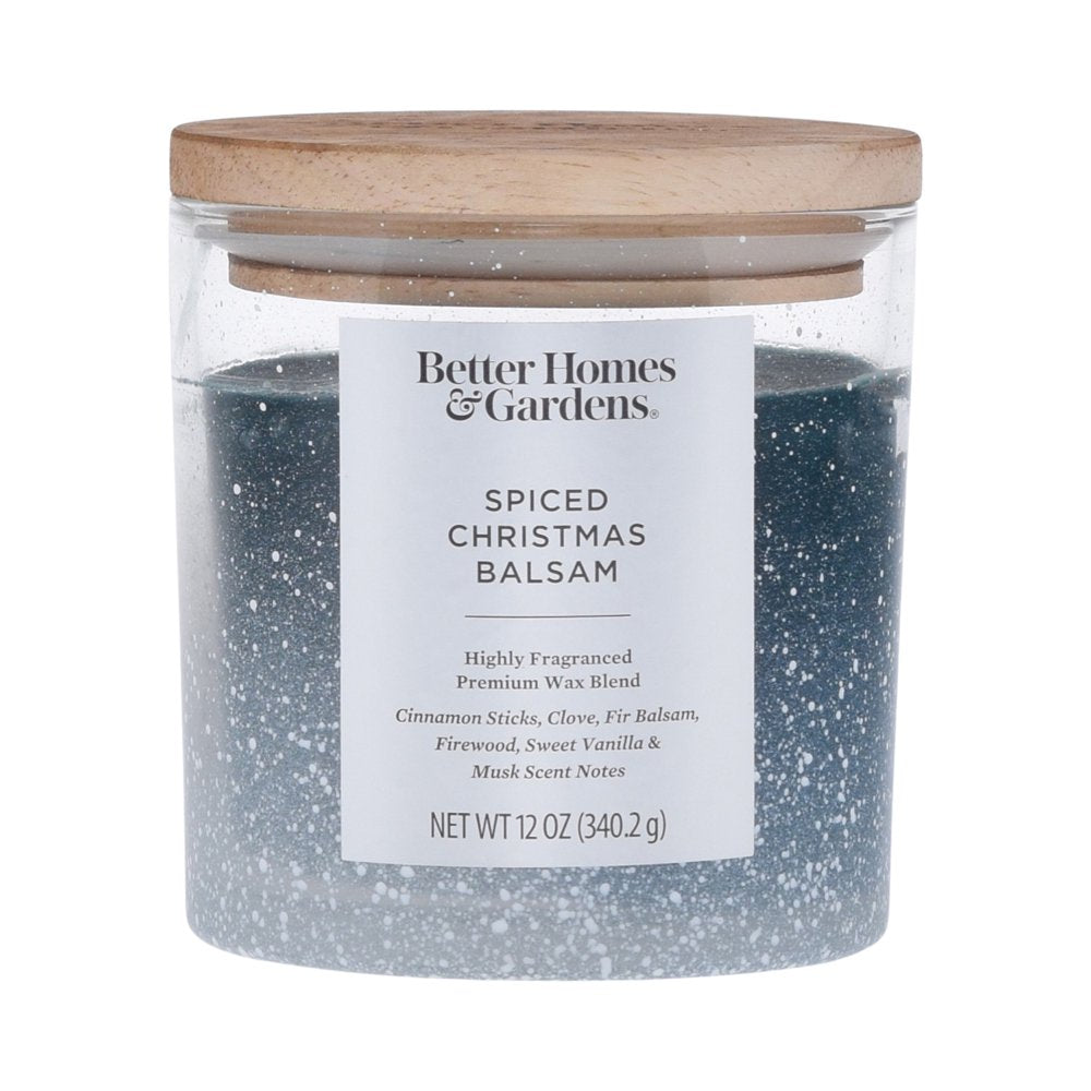 Better Homes & Gardens Cashmere & Teak Scented 2-Wick Snow Glass Jar Candle, 12 oz