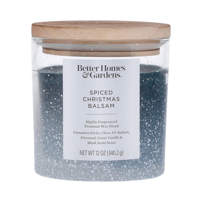 Better Homes & Gardens Cashmere & Teak Scented 2-Wick Snow Glass Jar Candle, 12 oz