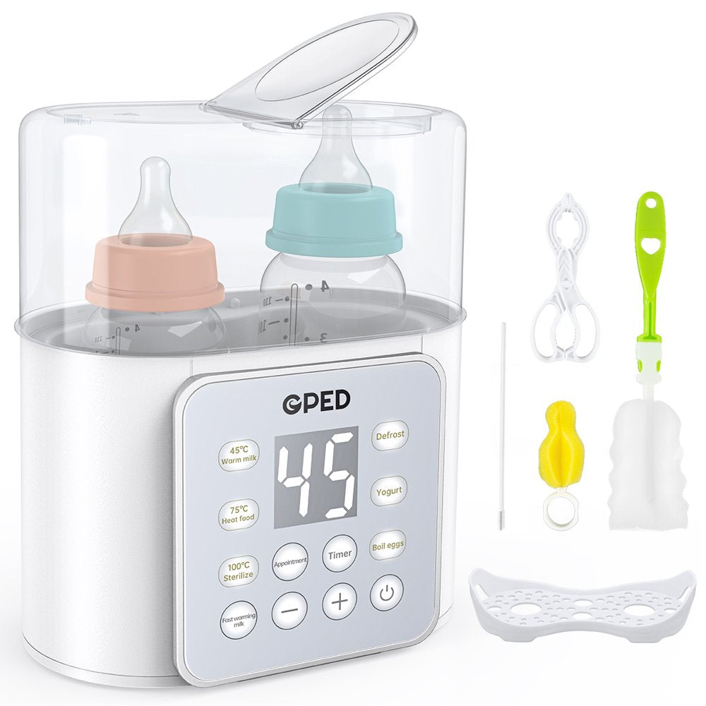 Baby Bottle Warmer, Double Bottles 9-In-1 Fast Milk Warmer with Appointment &Timer, Breastmilk Defrost & Food Heater, 24H Accurate Temperature Control for Breastmilk or Formula, Bpa-Free, LCD Display