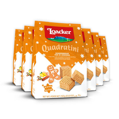 Quadratini Hazelnut, NON-GMO Bite-size Wafer Cookie, 8.82 oz, pack of 6