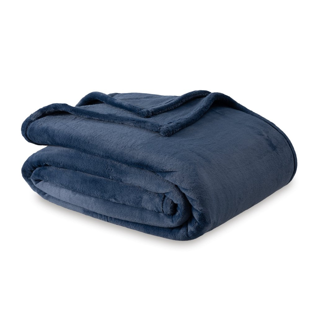 Hotel Style Luxury Plush Blanket 90” x 94” Navy