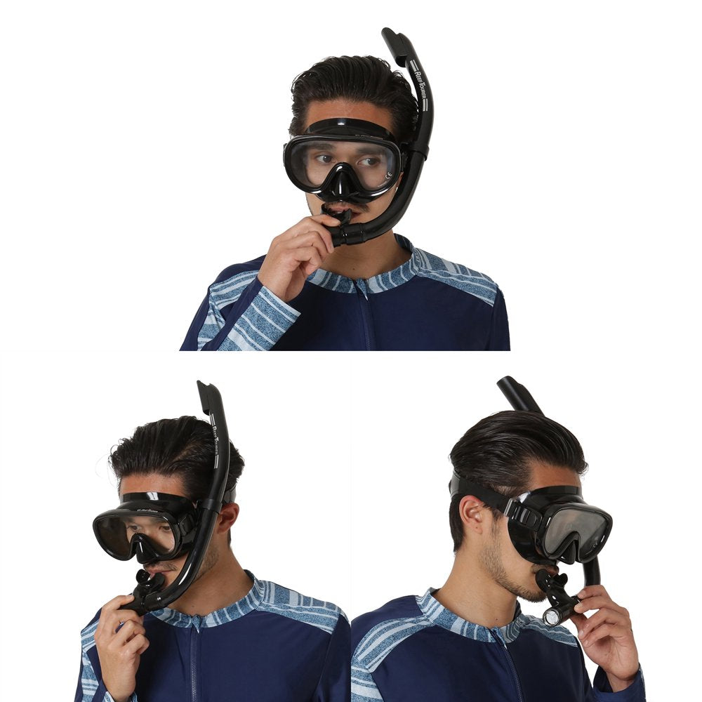 Reef Tourer Adult Single-Window Mask & Snorkel Combo Set, Black