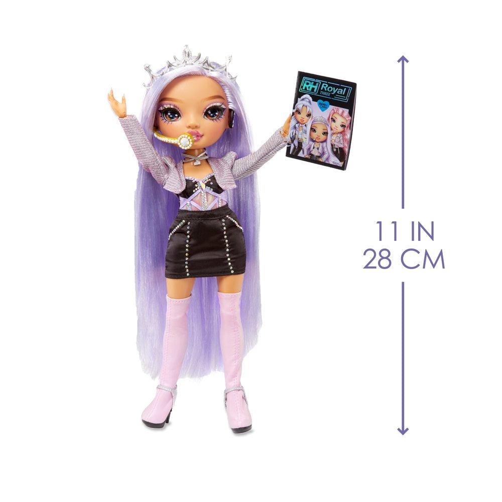 Rainbow High Rainbow Vision Royal Three K Pop – Tiara Song (Purple Lilac) Fashion Doll. 2 Designer Outfits to Mix & Match with Microphone Headset & Band Merch Playset, Gift for Kids 6-12 Years