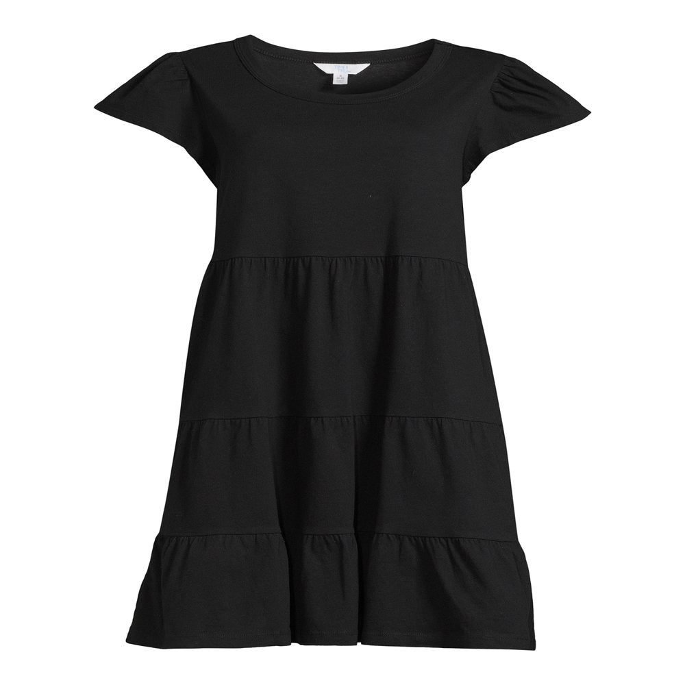  Women'S Short Sleeve Tiered Knit Dress