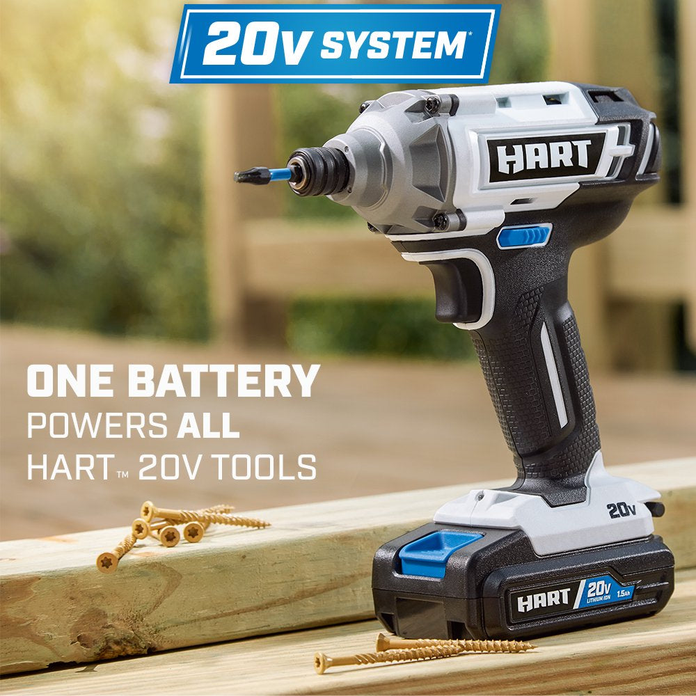 HART 20-Volt 5-Tool Battery-Powered Combo Kit with 70-Piece Accessory Set, (2) 1.5Ah Lithium-Ion Batteries