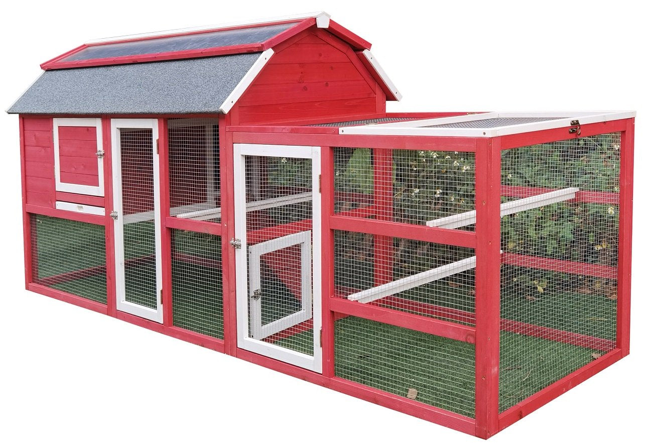 Chicken Coop Outlet Large 102" Wood Backyard Hen House Nesting Box & Run & Cleaning Tray