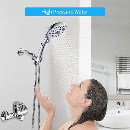 VXV Bathroom Handheld Shower Head with on off Switch, 6 Spray Setting Removable Hand Held Showerheads with 6 FT Stainless Steel Hose and Adjustable Angle Bracket(Chrome)