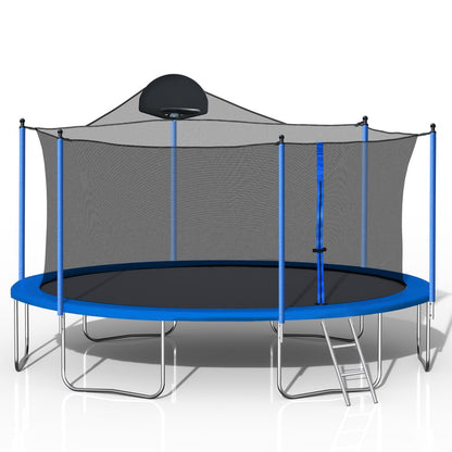 SEGMART 10Ft Trampoline for Kids with Basketball Hoop and Enclosure Net/Ladder,Blue