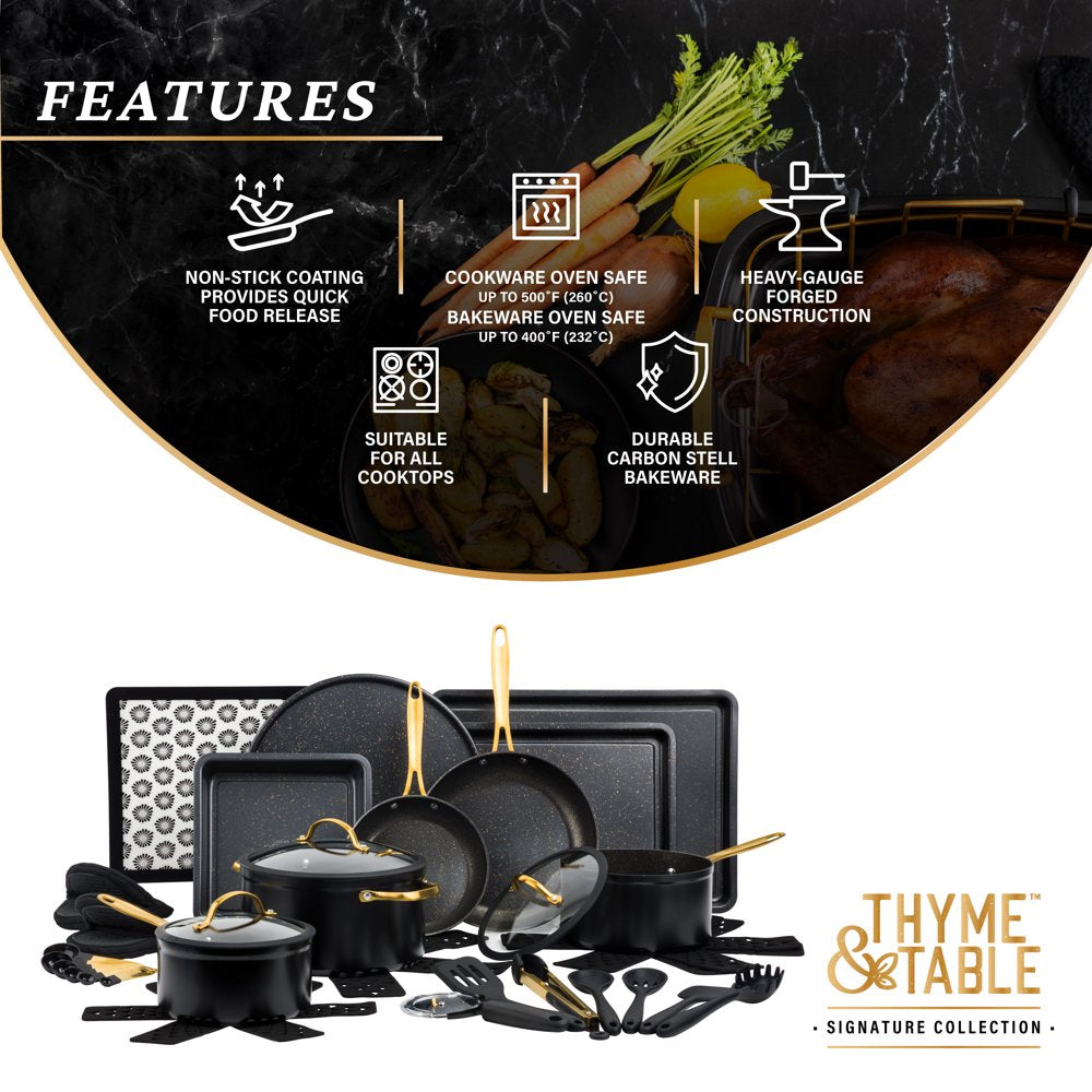 Thyme & Table 32-Piece Cookware & Bakeware Non-Stick Set, Black