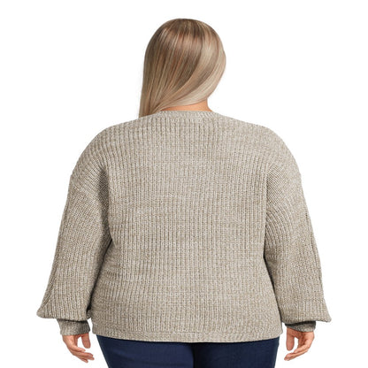 What's Next Women's Plus Size V-Neck Pullover with Heart Embroidery