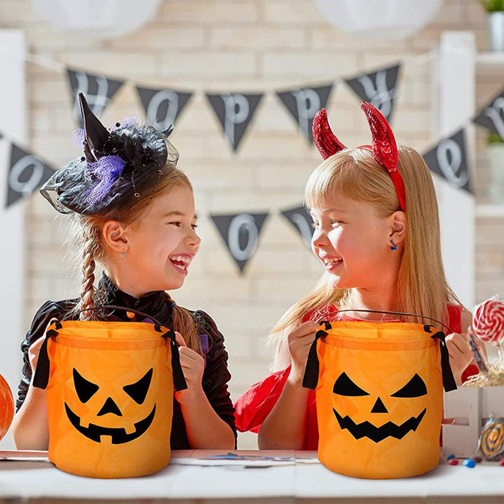 Halloween Candy Bags with LED Light Trick or Treat Bags Halloween Party Bags with Grimace Multipurpose Reusable Bucket for Kids Halloween Supplies Favors