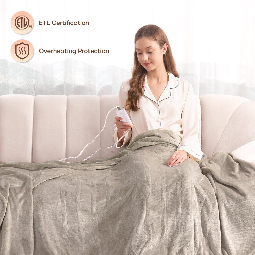 MARNUR Electric Blanket 72" x 84" Full Size Heated Blanket, Fast Heating, 4 Heating Levels, 10H Auto-off, Machine Washable - Linen