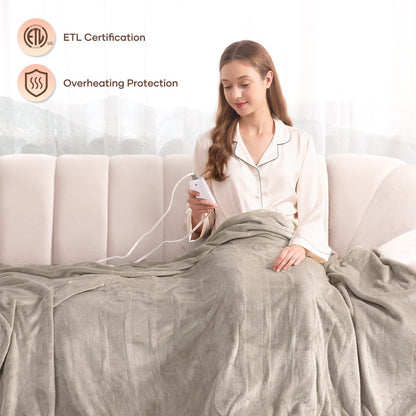 MARNUR Electric Blanket 72" x 84" Full Size Heated Blanket, Fast Heating, 4 Heating Levels, 10H Auto-off, Machine Washable - Linen