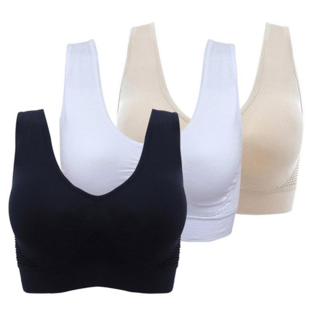 3Pcs Women plus Size Sport Bras Seamless Breathable Underwear Wireless Racerback Bralettes Vest Sport Underwear Top M-6XL