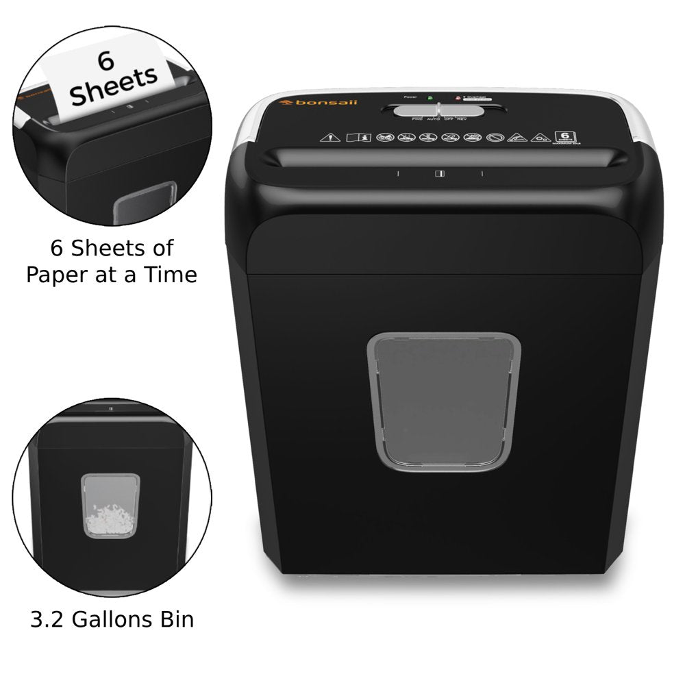 Paper Shredder 6-Sheet Cross Cut Shredder for Home Office Use