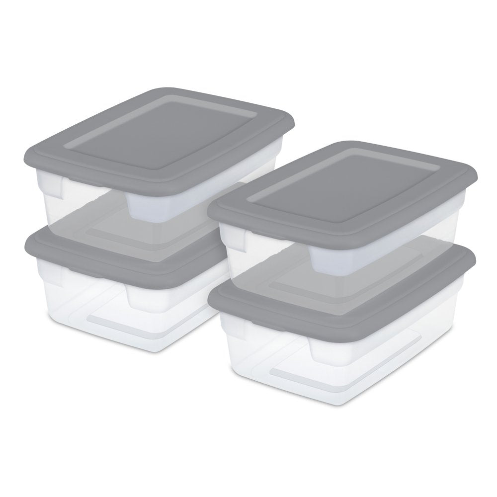 Sterilite Set of (4) 12 Qt. Storage Boxes Plastic, Titanium