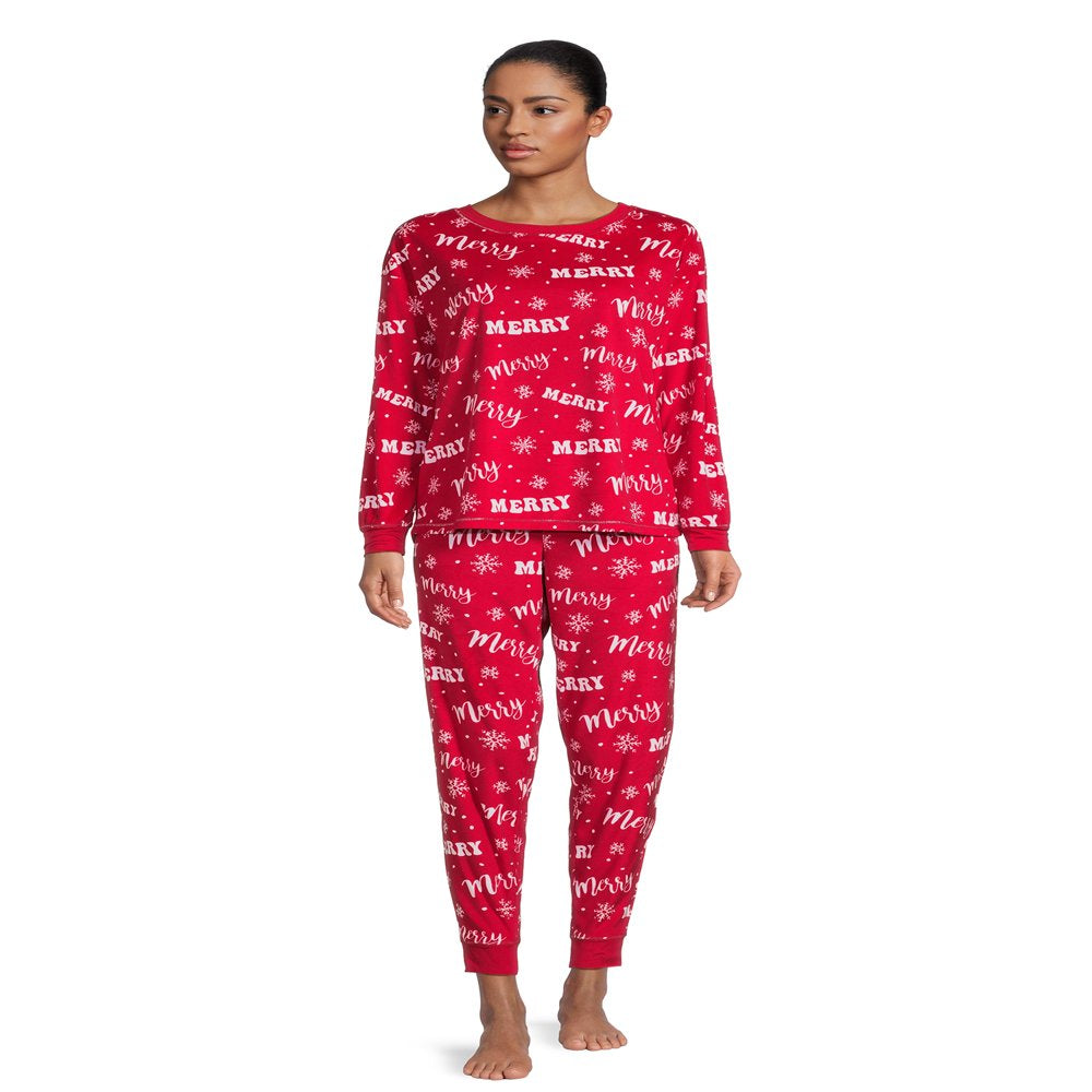 Holiday Time Women's Merry Christmas Pajama Set, 2-Piece, Sizes S-3X