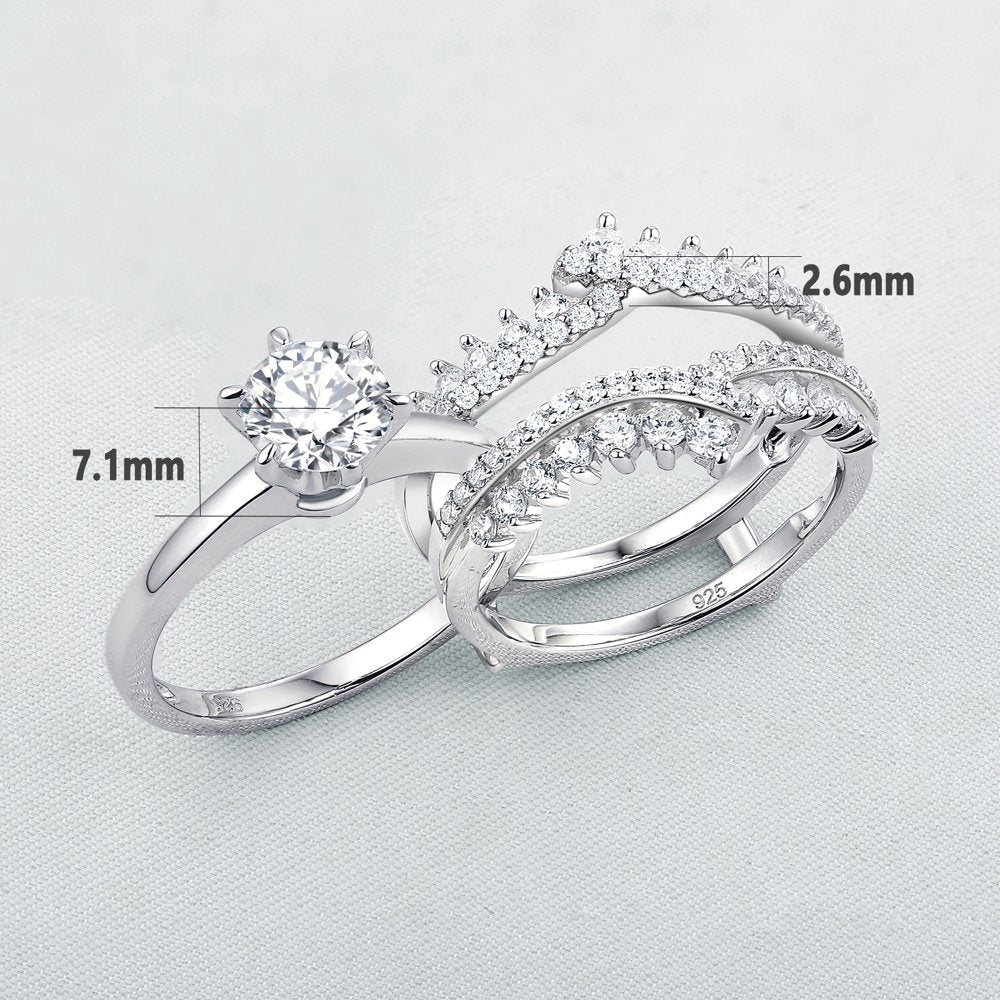 Newshe Wedding Rings for Women Engagement Ring Enhancer Band Bridal Set Sterling Silver 1.8Ct Cz Size 7