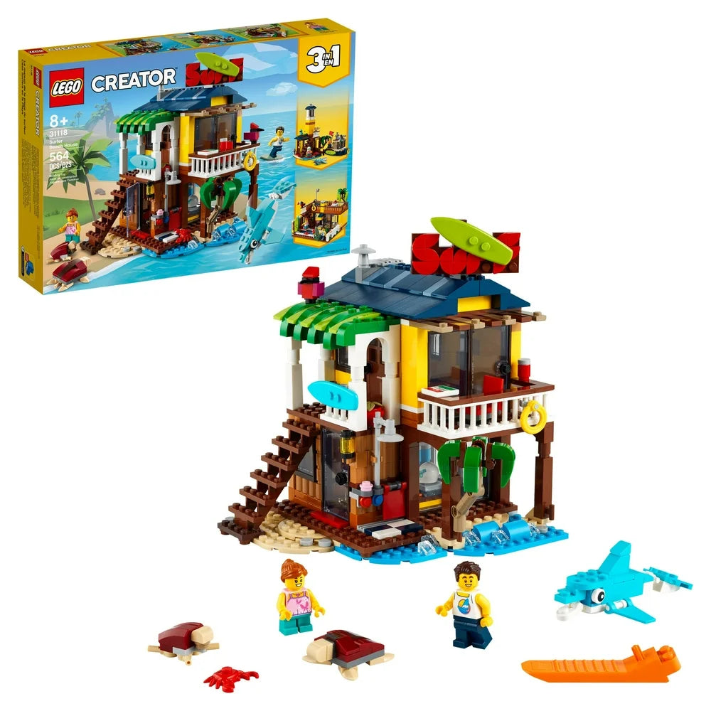 LEGO Creator 3 in 1 Multicolor Beach House, Transform from Surf Shack to Lighthouse to Pool House