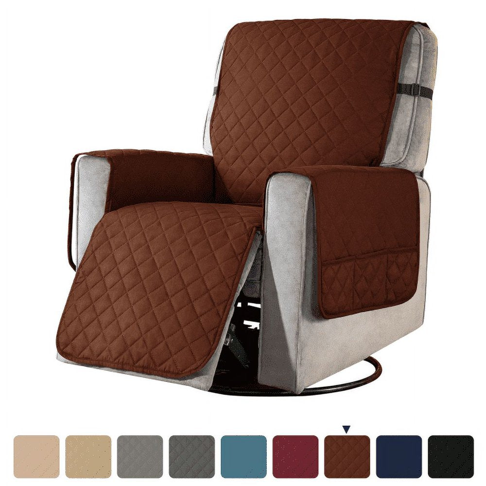 Subrtex Recliner Chair Cover Reversible Recline Sofa Slipcover with Side Pockets (Large, Chocolate)