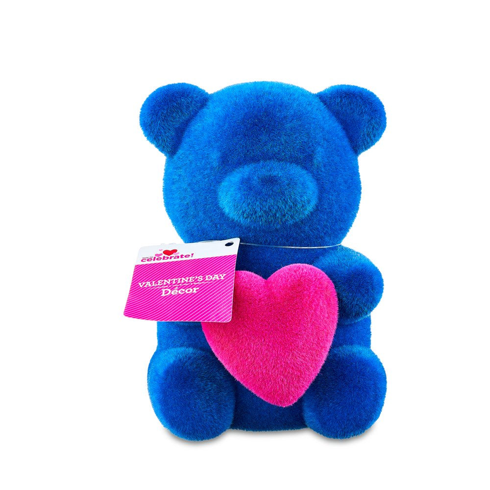 Valentine's Day 8 in Large Flocked Blue Bear Decor by Way To Celebrate