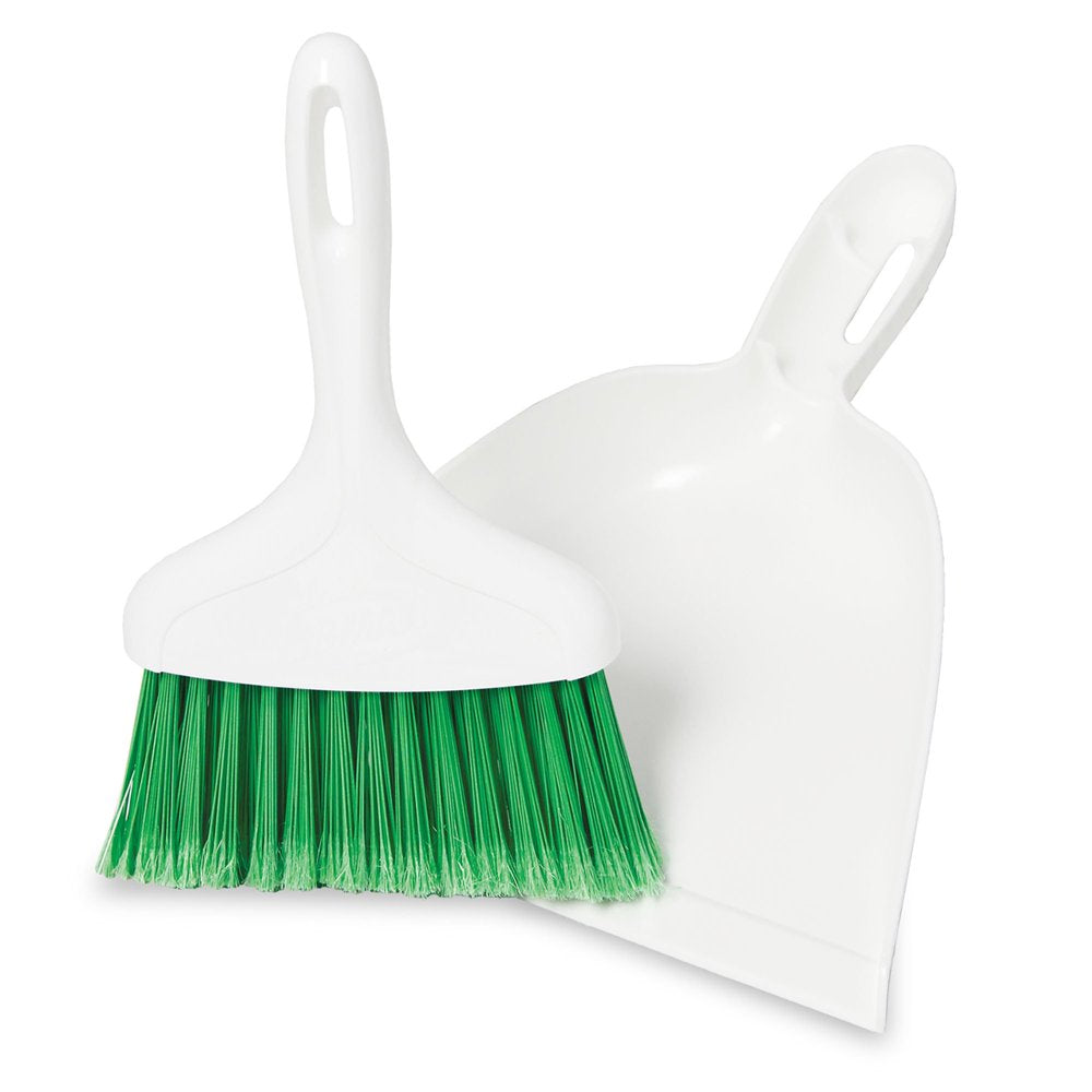 Libman Green and White Polypropylene & PET Dust Pan with Whisk Broom Set