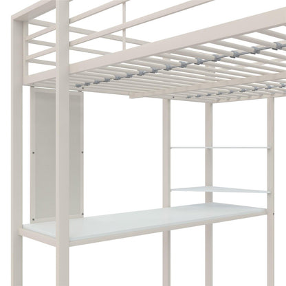 Teen Novogratz Hunter Full Size Metal Loft Bed with Desk, White