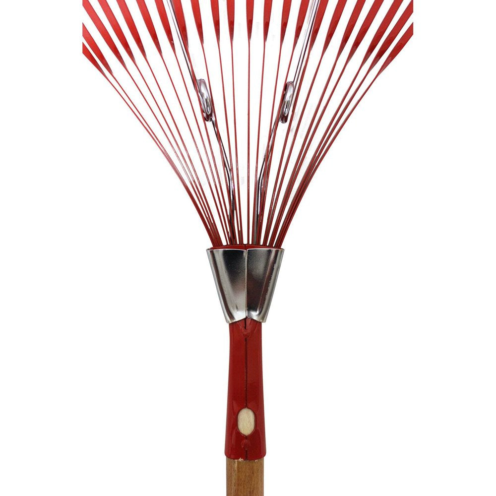 Emsco Group 2850 22.5" Fan Spring Metal Leaf Rake, 48" Wooden Handle