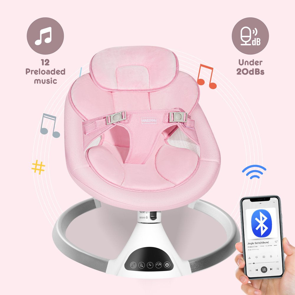 HARPPA Electric Baby Swing, Bluetooth Speaker, Remote Control, Pink